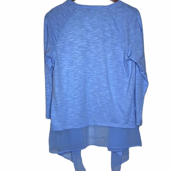 Adrienne Vittadini Blue Open Front Long Waterfall Lightweight Cardigan Small - Picture 4 of 9